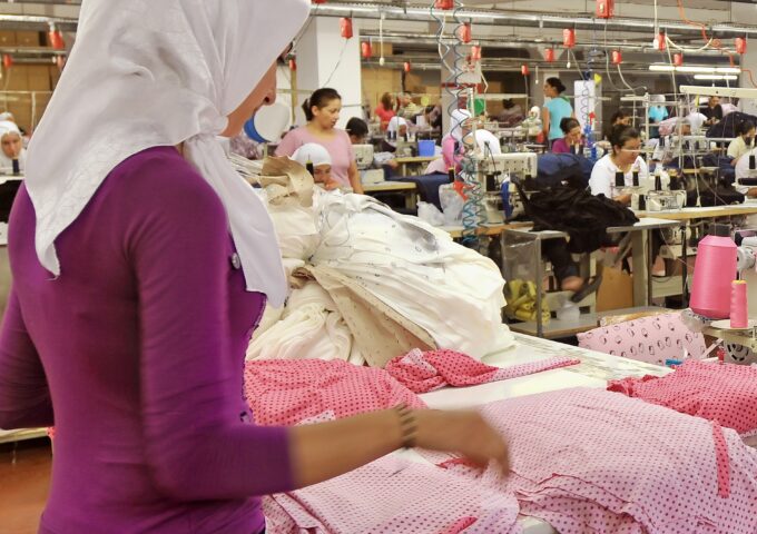Turkey textile industry,September 06, 2011. Female textile workers are working