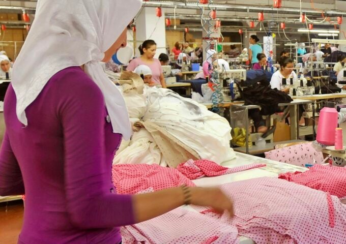 Turkey textile industry,September 06, 2011. Female textile workers are working